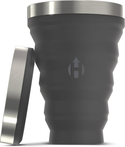 HYDAWAY 16oz Collapsible Pint - BPA-Free Silicone Cup with Stainless Steel Rim - Reusable, Packable, and Durable for Camping, Travel & Everyday Use