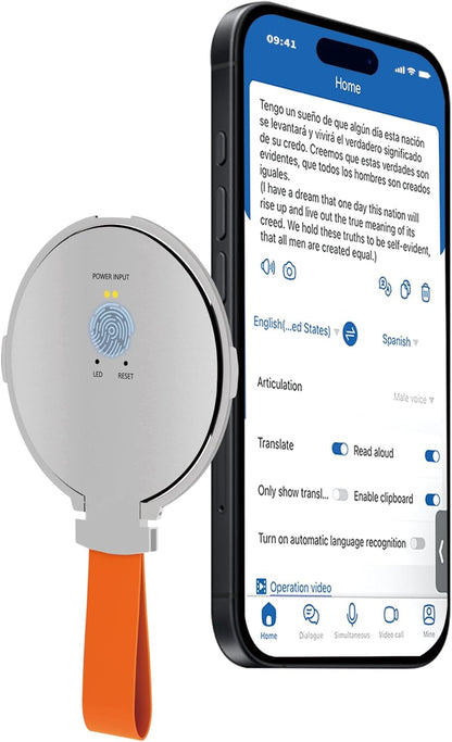 Language Translator Device for All Languages, Pocket AI Real Time Translation Device, Voice/Word/Photo/Call/Offline Translate for Travel, Business & Learning (Silver)