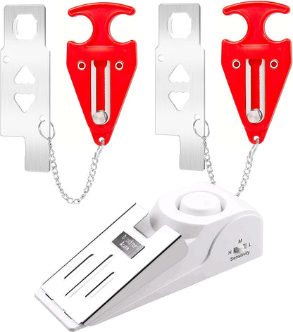 KERUI Door Stop Alarm & Portable Door Lock, Dual Protection Security Door Stopper Wedge Alarm with 3 Levels Sensitivity, Door Security Devices for Travel Hotel Home Apartment (3 Pack)