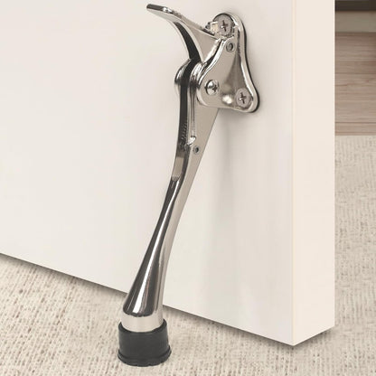 6 Inch Kick Down Door Stoppers for Bottom of Door, Heavy Duty Kickdown Door Stop, One Touch Kick Down Door Stoppers 1 Pack Satin Nickel