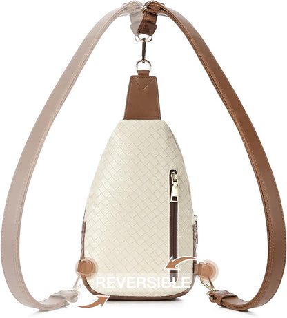 Telena Small Sling Bag for Women Leather Crossbody Fanny Packs Chest Bag for Women