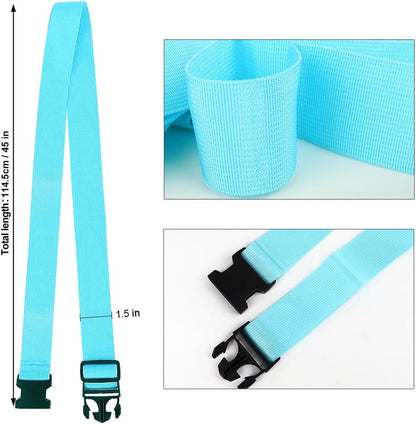 4Pack Luggage Straps for Suitcases, Travel Connector for Carry On Bag, Add Bag to Connect Two Suitcases, Adjustable Belt Attachment Accessories for Connect Your 3 Luggages, Light Blue