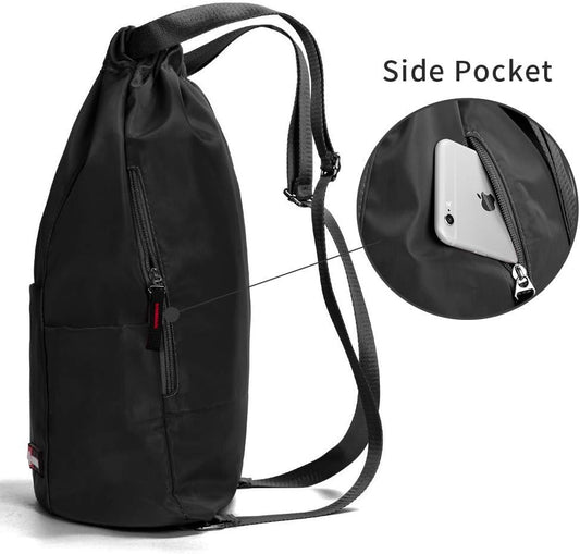 ZOORON Waterproof Drawstring Gym Backpack Bag for Men & Women, Sport Gym Sack Mini Travel Daypack