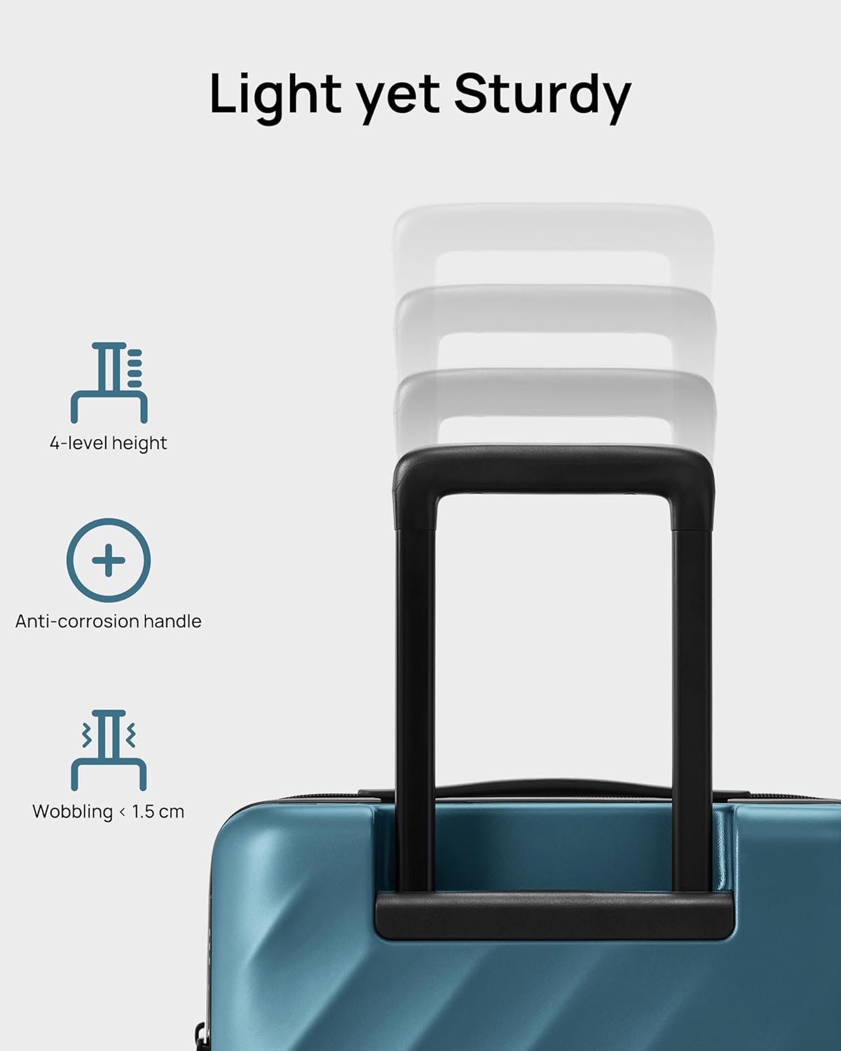 Trunk Luggage 29 Inch, Large Checked Luggage with Double Spinner Wheels, Anti-Burst Zipper, Hard Case PC Suitcase, Lightweight Travel Luggage, TSA Approved (Topaz Blue, Hudson)