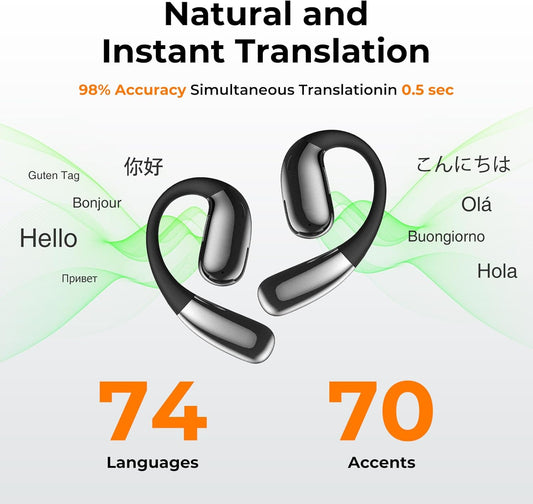 AI Translation Earbuds Real Time 144 Language - Bluetooth Translator Headphones with APP, Offline Mode Translator Device for Travel Business Conference Learning,Wireless Earbuds with Charging Case