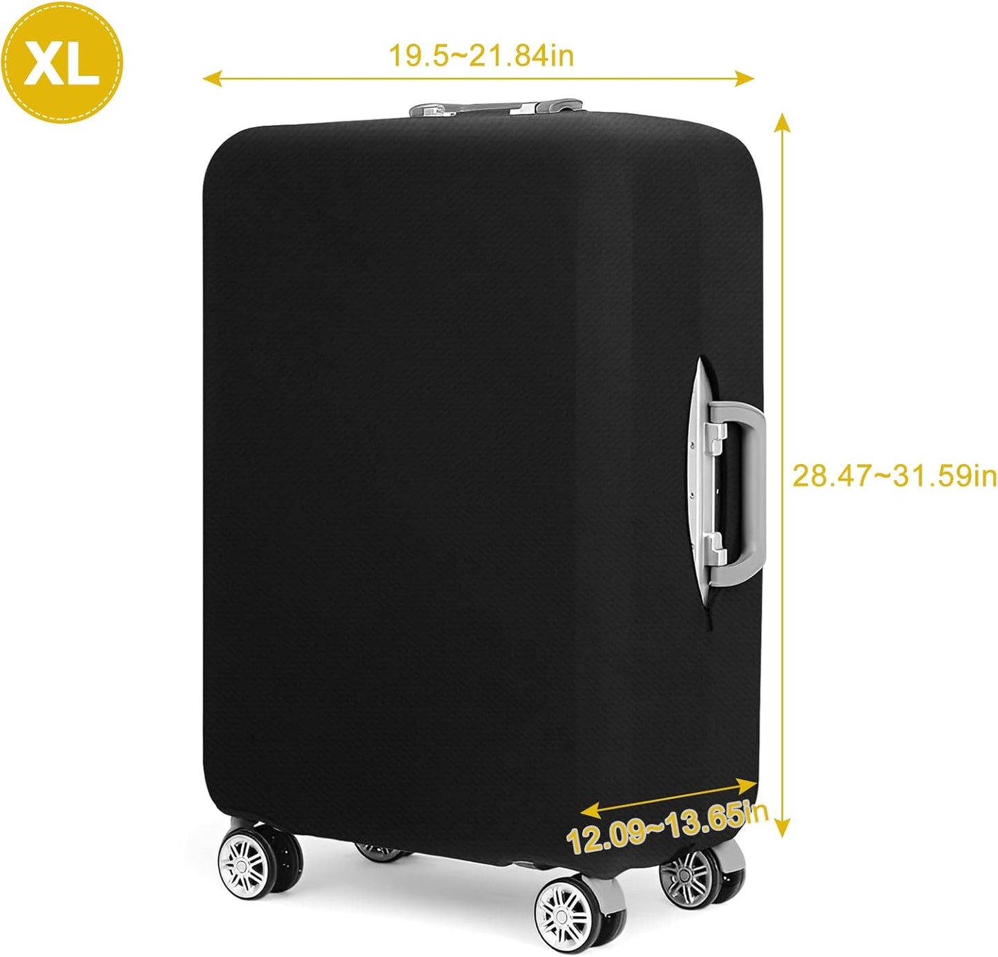 30 Inch PVC Luggage Protector Covers for TSA Approved Clear Suitcase Cover Protector Transparent Luggage Protective Cover Set (Black, Suitable for 30"-31")