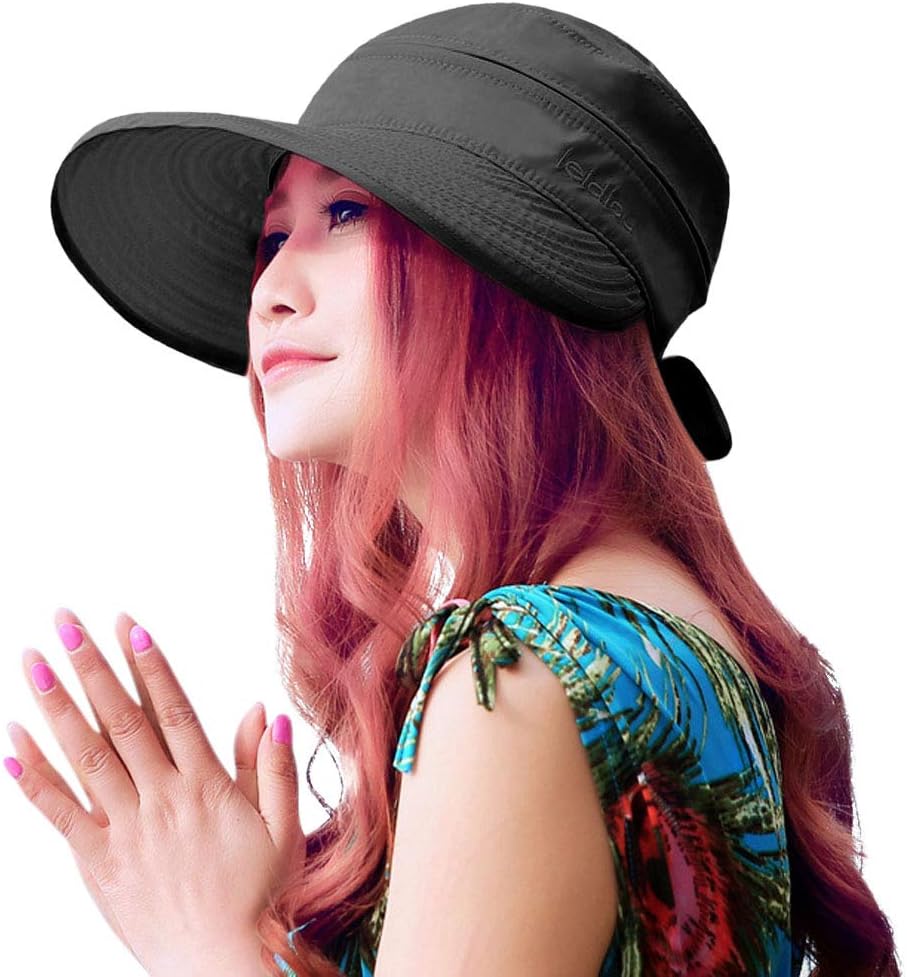HINDAWI Sun Hats for Women with UV Protection Wide Brim Sun Hat Visor Summer Beach Outdoor Foldable Womens Cap