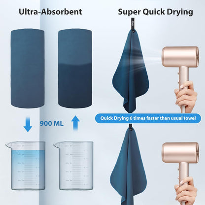 BOGI Microfiber Travel Sports Towel-Quick Dry Towel, Soft Lightweight Microfiber Camping Towel Absorbent Compact Travel Towel for Camping Gym Beach Yoga Swimming Backpacking (S:16''x32'',2Pcs-Nblue)