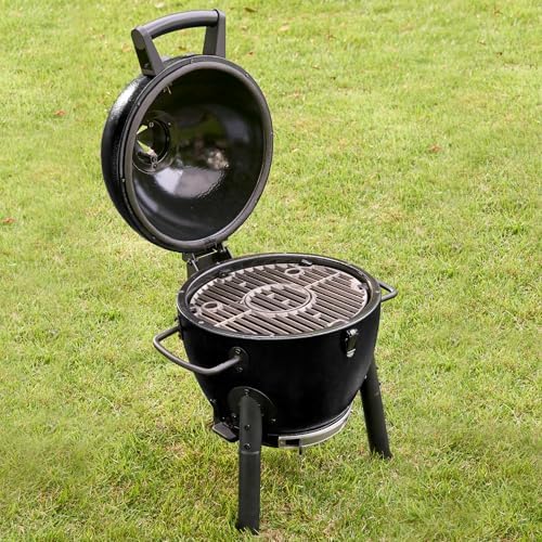 Char-Griller® AKORN® Jr. Portable Kamado Charcoal Grill and Smoker with Cast Iron Grates and Locking Lid with 155 Cooking Square Inches in Black
