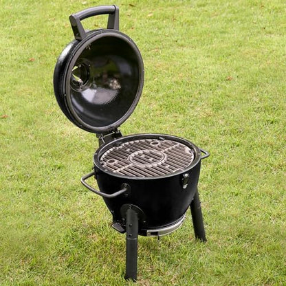 Char-Griller® AKORN® Jr. Portable Kamado Charcoal Grill and Smoker with Cast Iron Grates and Locking Lid with 155 Cooking Square Inches in Black
