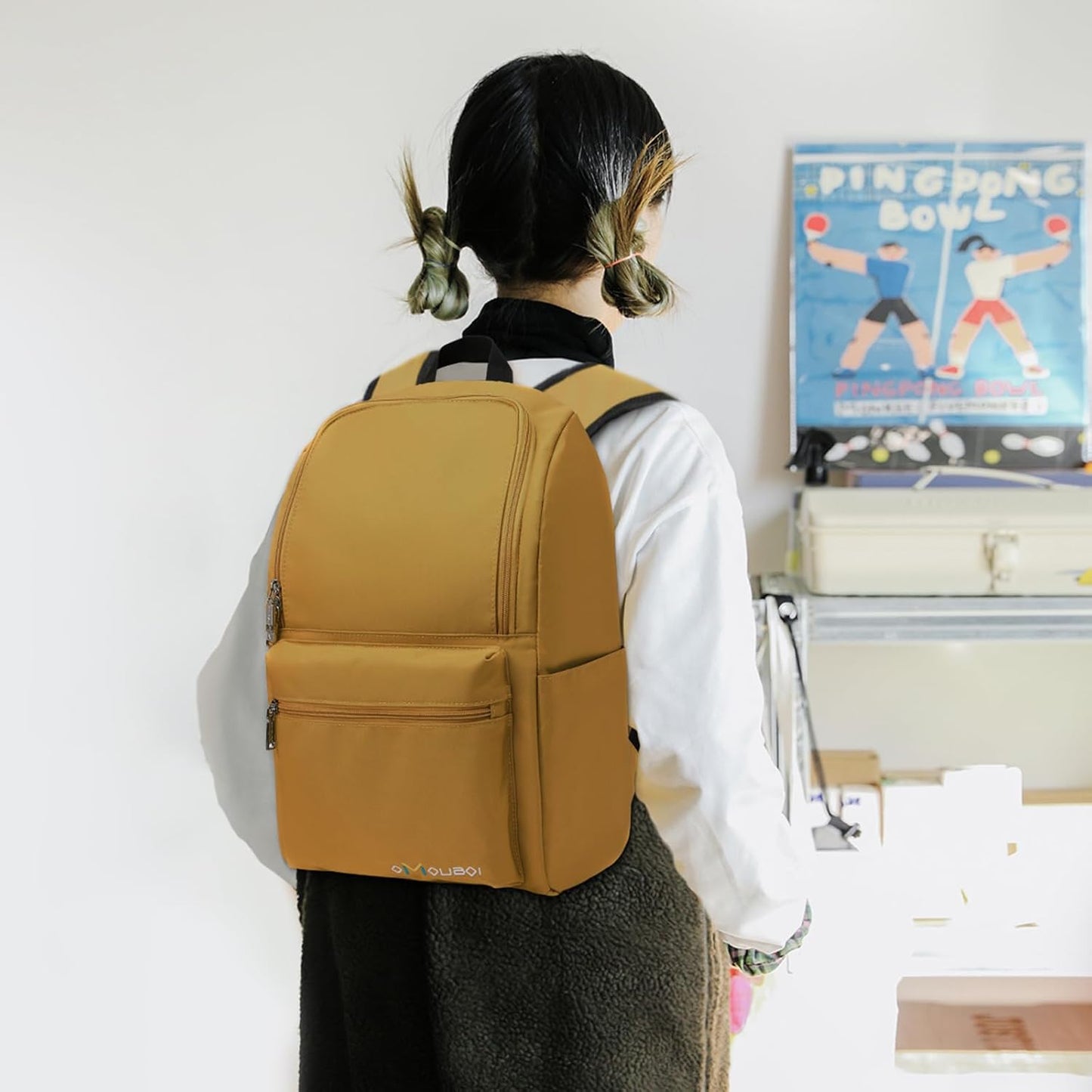 OMOUBOI Casual Daypacks Superbreak Backpack 14 inch Laptop Backpack for Women & Men Fits Tourism Business (Ginger)