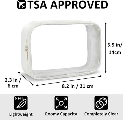 Moyad TSA Approved Clear Toiletry Bag, 1 Pack Quart Size 3-1-1 Liquids Pouch for Travel, Transparent Makeup & Cosmetic Organizer for Women Men, Beige