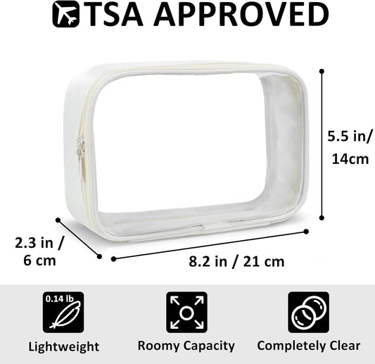 Moyad TSA Approved Clear Toiletry Bag, 1 Pack Quart Size 3-1-1 Liquids Pouch for Travel, Transparent Makeup & Cosmetic Organizer for Women Men, Beige