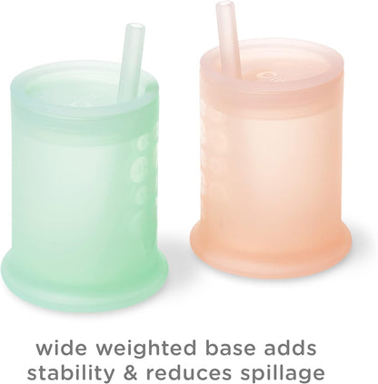 Olababy Silicone Training Cup with Straw Lid | Babies Water Drinking Cup | 6+ Mo Infant To 12-18 Months Toddler | Sippy Cup For Kids & Smoothie Cup | Baby Led Weaning (Lilac, 5 oz)