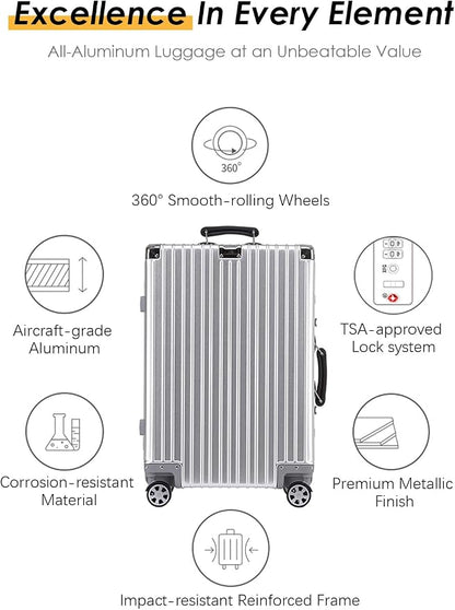 HotWay 20 Inch All Aluminum Carry On Luggage - Image 2