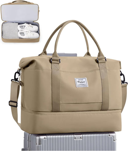 Travel Duffel Bag, Sports Tote Gym Bag, Shoulder Weekender Overnight Bag for Women