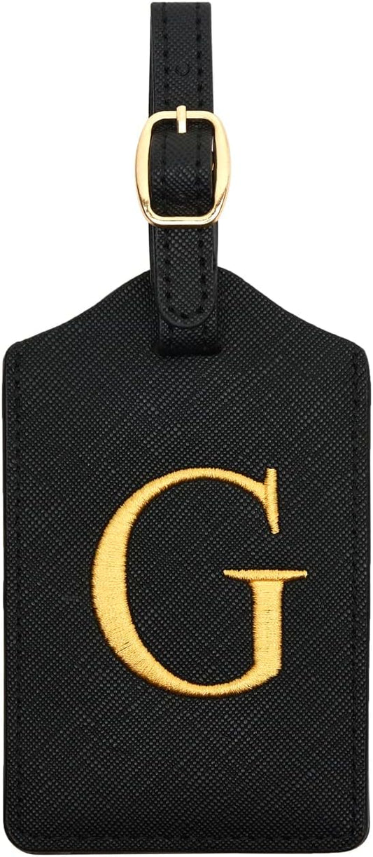 Luggage Tag PU Leather for Suitcase Baggage Handbag Travel Bag Label Suitcase Tag Label Tag w. Name Card & Privacy Cover (G)