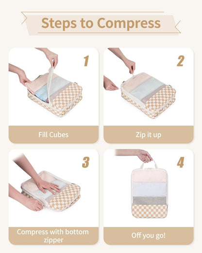 Narwey 6 Set Compression Packing Cubes for Travel Kids Women Carry on, Packing Organizers Bag for Backpack Luggage Suitcase Duffle Bags