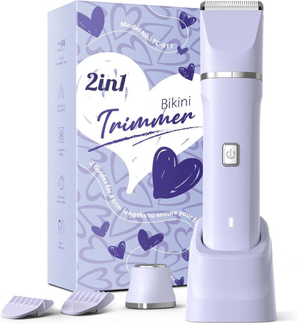 Electric Razors for Women - Wet/Dry Womens Electric Shaver for Bikini/Pubic Hair/Face/Legs/Intimate Area, epilators Hair Removal with Dock Charging, Christmas Gifts & Stocking Stuffers (Purple)