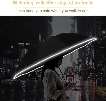 Bodyguard Inverted Umbrella - Large Windproof for Rain & Sun, Compact Reverse With Reflective Stripe, Teflon-Coated for Women Men, Travel Folding With Cover Bag