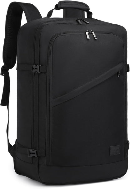 Kono Carry on Backpack, 22" Airplane Approved Travel Backpack for Men and Women, Waterproof Lightweight Daypack for Flight 40L (Black, Large)
