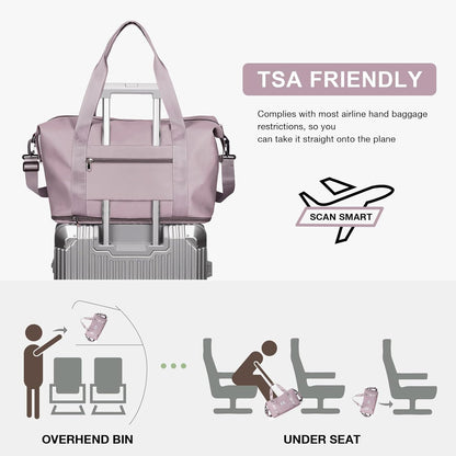 Travel Duffel Bag, Sports Tote Gym Bag, Shoulder Weekender Overnight Bag for Women
