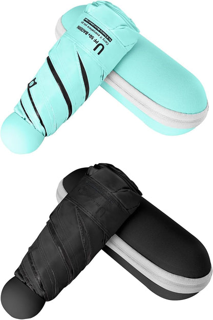 BAODINI Travel Mini Umbrella for Purse With Case Small Compact UV Sun Protection Sun Lightweight Tiny Pocket Umbrella for Women Kids and Men