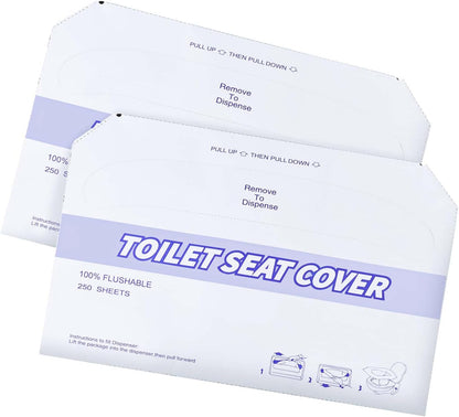2 Pack (500 Pieces) Disposable Toilet Seat Covers Flushable Paper Toilet Seat Cover for Bathroom, Hotels, Travel, Kids or Adults