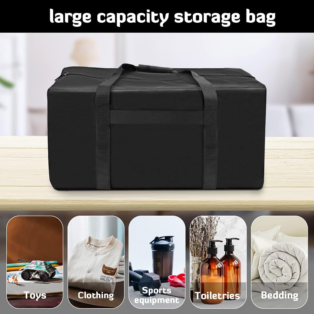 INFANZIA 24inch Sports Duffel Travel Bag, 56L Duffel Tote Bag with Upgrade Zipper, Water Resistant & Foldable Equipment Storage Bag for Camping Tent Tripod Fishing