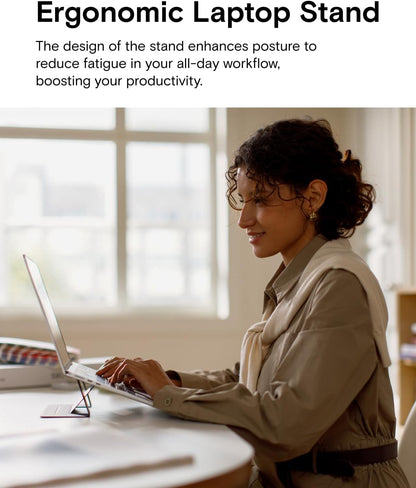 MOFT Invisible Slim Laptop Stand, Adhesive and Reusable, Adjustable Perfect Viewing Angles, Compatible with Laptops Up to 15.6", Grey