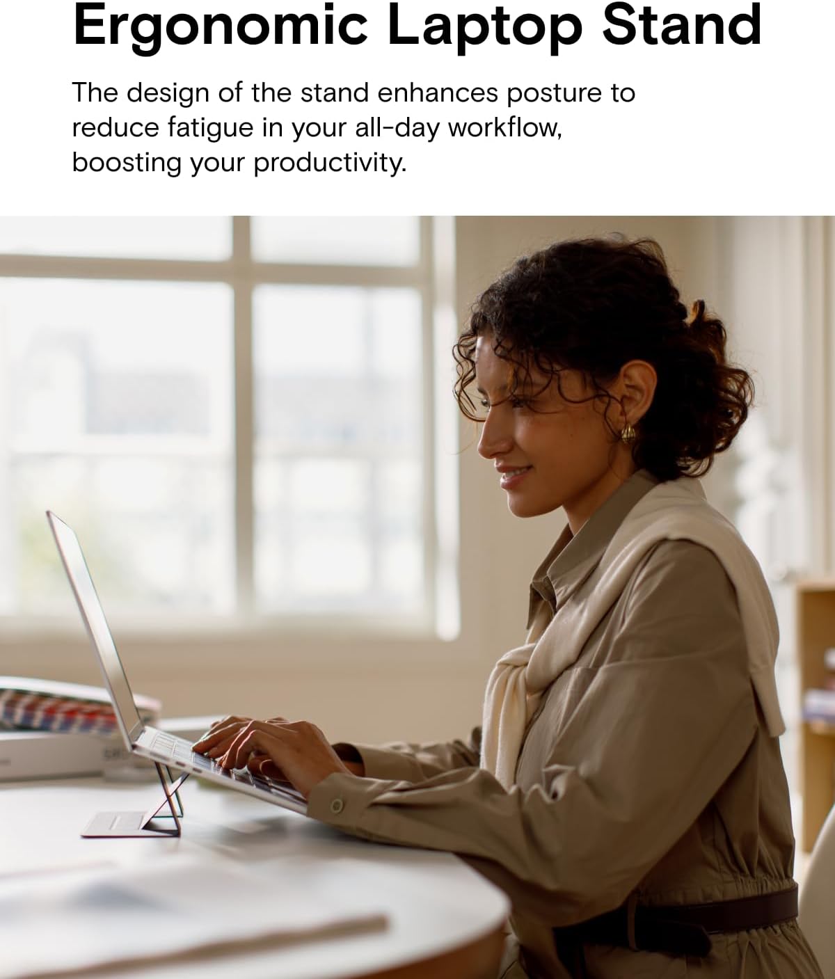 MOFT Laptop Stand for Desk, Adhesive MacBook Computer Stand with 2 Adjustable Viewing Angles, Foldable and Portable Laptop Riser Compatible with 11"-16" Laptops, Navy Blue