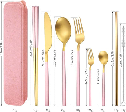AARAINBOW 6 Pieces Stainless Steel Flatware Set Portable Reusable Cutlery Set - Image 2