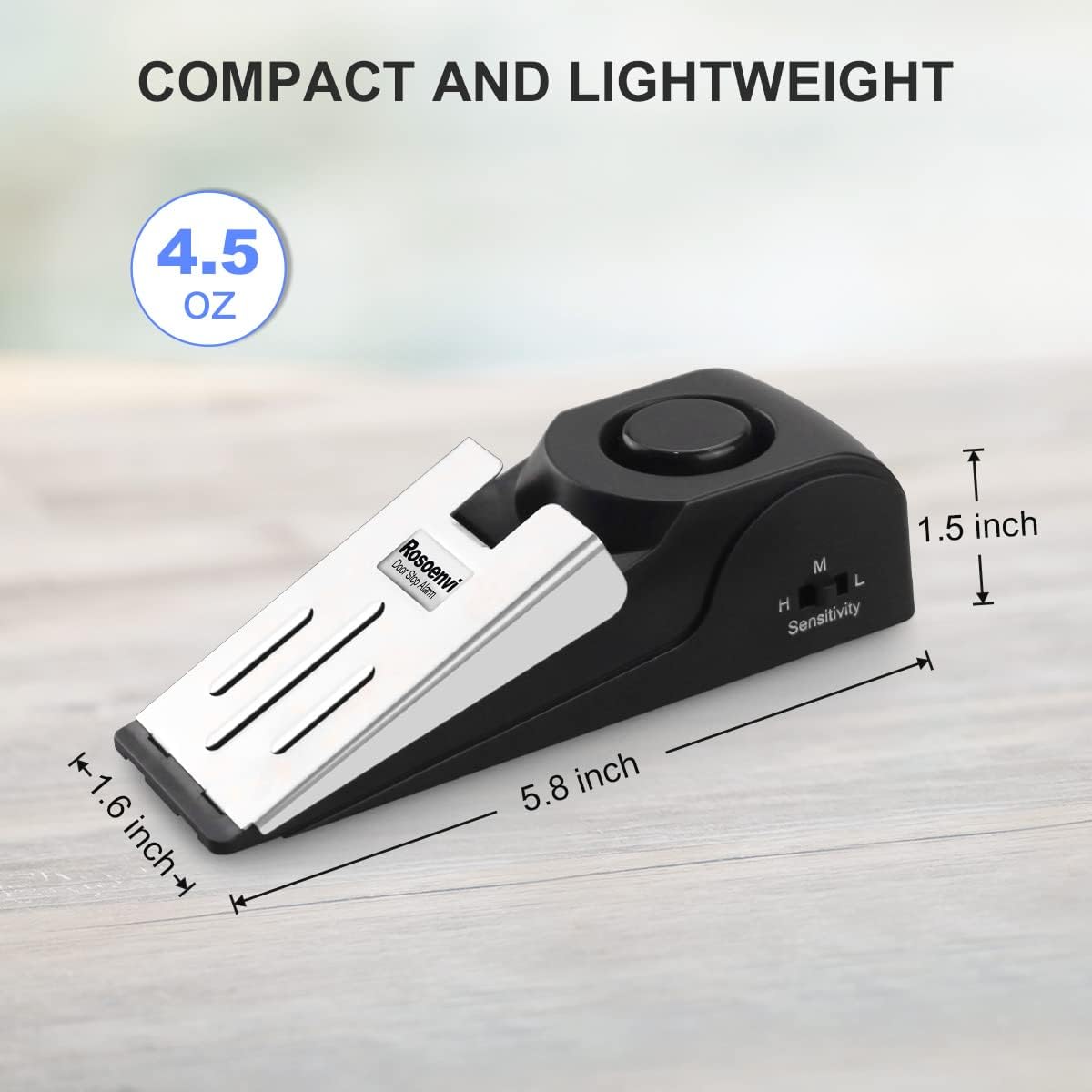 4 Pack Door Stop Alarm, Door Stopper with 120DB Security Alarm, Floor Wedge Door Stop Siren, Door Security Devices for Traveling, Apartment, Hotel and Home, Black