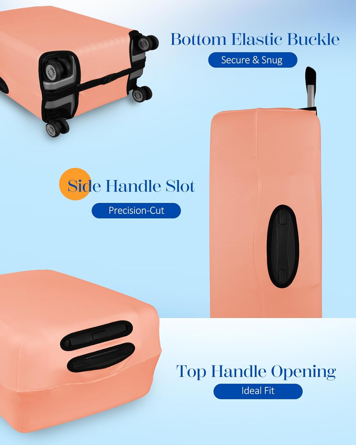 Slohif Luggage Cover for Suitcase Tsa Approved Protector - Luggage Sleeve Suit Case Cover Travel Stretch Large Baggage Case Protective Washable Fit 22-24 Inch Rose