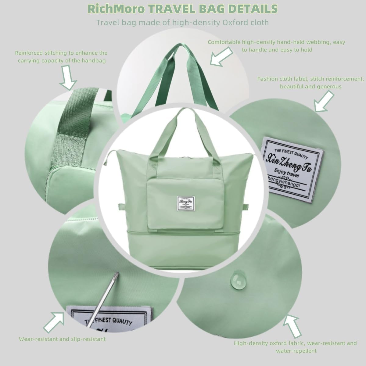 Large Capacity Foldable Travel Bag, Expandable lightweight Carry on Bag, Dry with Wet Separation Spor Duffel Bags