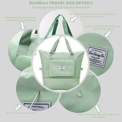 Large Capacity Foldable Travel Bag, Expandable lightweight Carry on Bag, Dry with Wet Separation Spor Duffel Bags