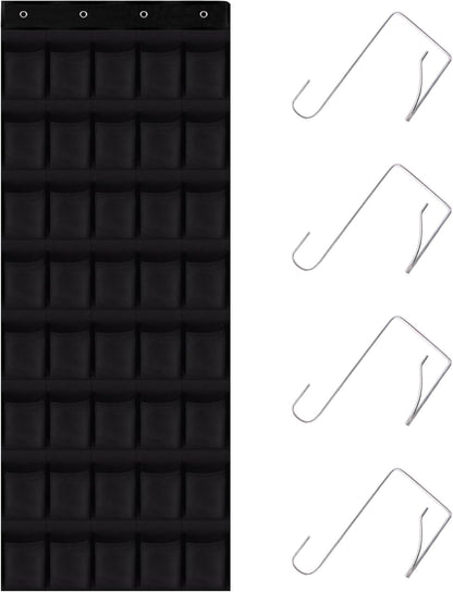 40 Mesh Pocket Over the Door Shoe Organizer,Hanging Shoe Rack for Closet Storage Holder for Dorm Room College Classroom Storag(Black)