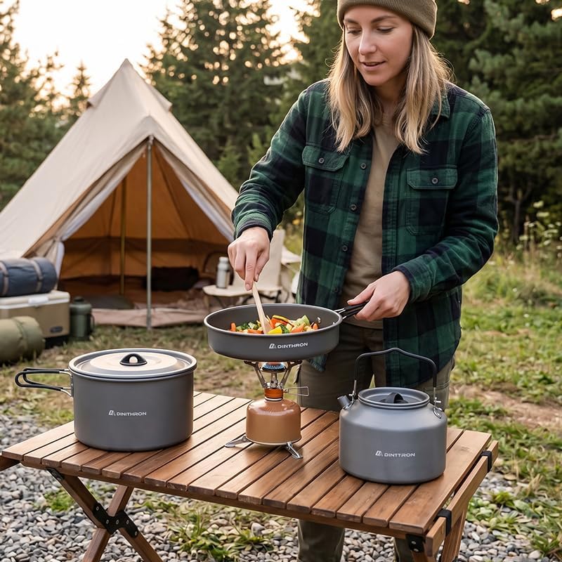 22-Piece Large Camping Cookware Set, 3.3L Pot & Kettle