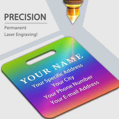 Personalized Luggage Tags for Suitcases (2/4/6/8 Pack) - Custom Engraved Metal Travel Tag, Customizable Pattern/Name/Text for Bags Backpacks Suitcases