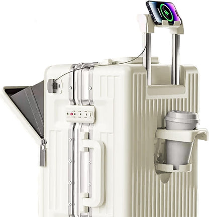 Zipperless Luggage, Polycarbonate Aluminum Hard Shell, Expandable Carry-On Suitcase with Spinner Wheels, Hard Shell Suitcase, 26 Inch Cabin