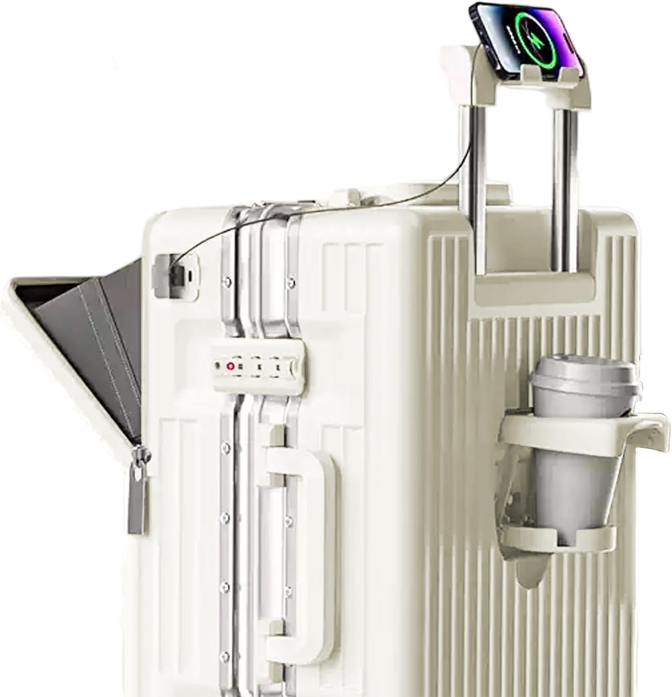 Zipperless Luggage, Polycarbonate Aluminum Hard Shell, Expandable Carry-On Suitcase with Spinner Wheels, Hard Shell Suitcase, 24 Inch Cabin