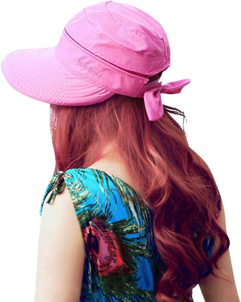 HINDAWI Sun Hats for Women with UV Protection Wide Brim Sun Hat Visor Summer Beach Outdoor Foldable Womens Cap