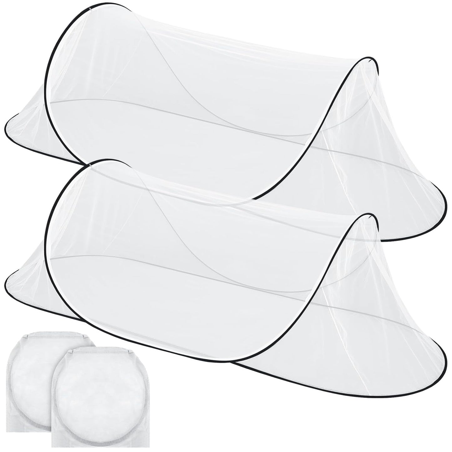 2 Pcs Large Pop up Mosquito Tent Portable Foldable Mosquito Bug Net for Bed Camping Travel Patio Outdoor 78 * 31 * 22 Inch Bug Netting Mesh Tent Canopy for Adults Baby Bedroom