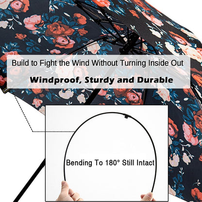 LANBRELLA Compact Reverse Folding Umbrella Auto Windproof Travel Umbrella