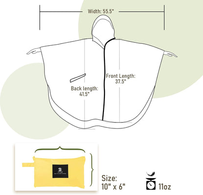 SaphiRose Unisex Rain Poncho Raincoat Hooded for Adults Women with Pockets