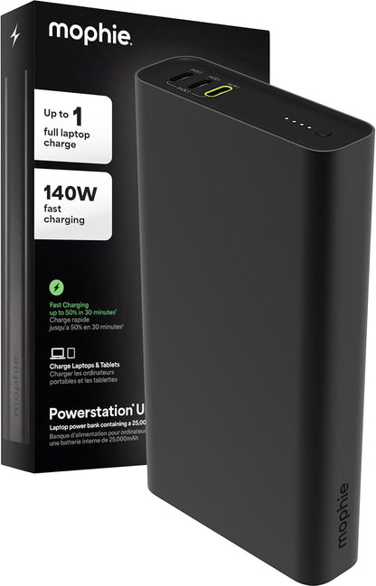 Mophie Powerstation Ultra 25,000mAh Laptop Power Bank (Gen 3) – 140W USB-C PD Fast Charging, Portable Charger for iPhone, iPad, MacBook Pro, Steam Deck, Nintendo Switch – Includes USB-C Cable