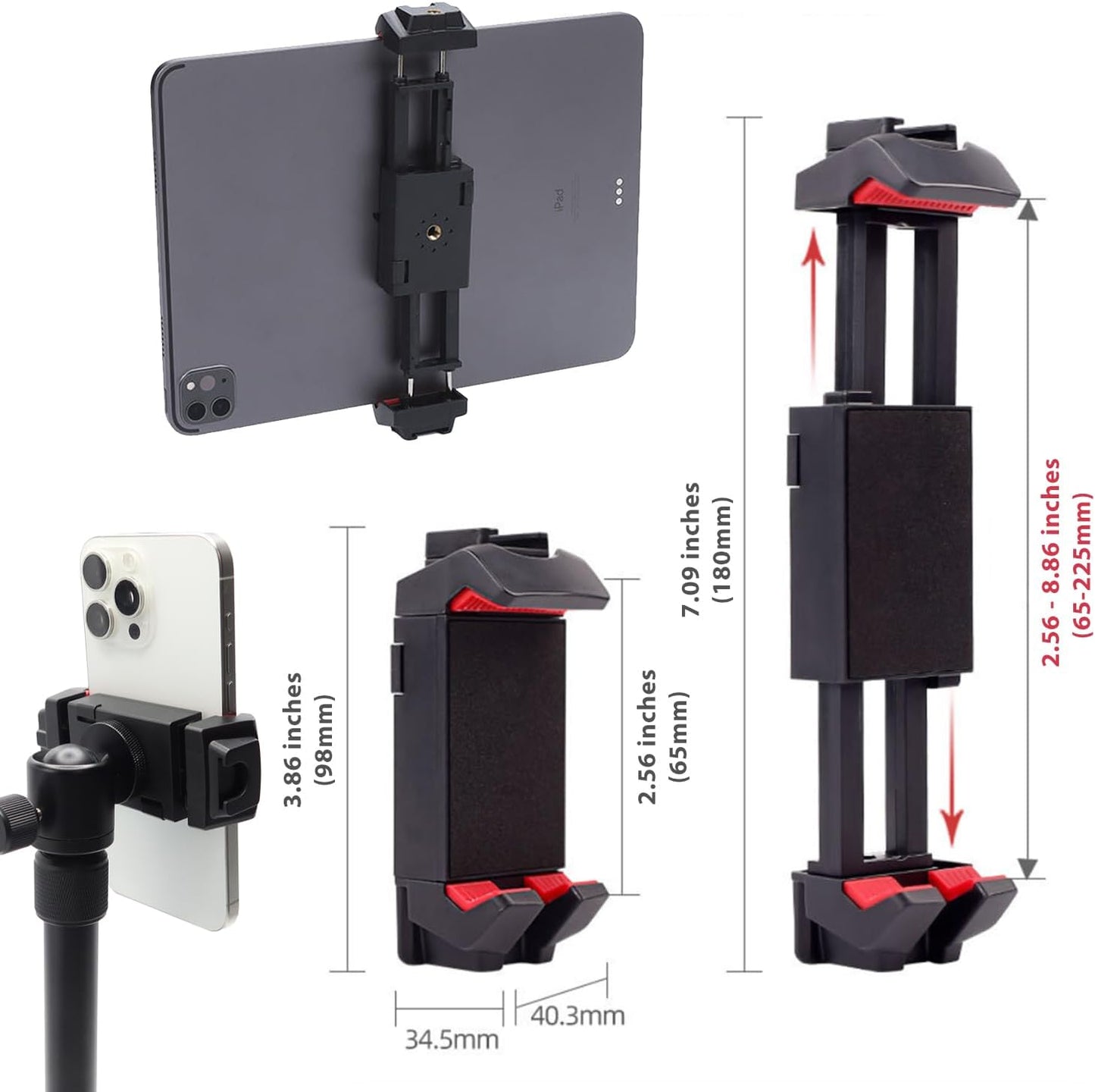 Kado Metal Portable Monitor Stand Tripod, 100x100mm 75x75mm Wall/Arm Mount Adapater Bracket Plate, 360° Ball Head and 1/4" Screw Compact for Phone, Tablet, Projector, Camera and Webcam