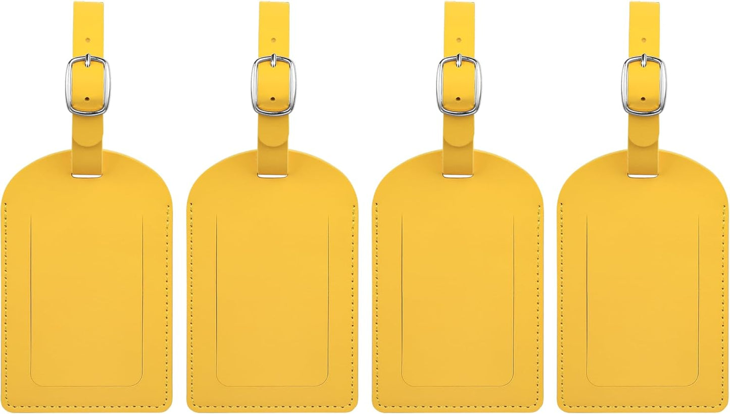 4-Piece Luggage Tags for Suitcase Travel Bag Labels Privacy Protection Luggage Tag for Baggage PVC Baggage ID Label Tags Yellow