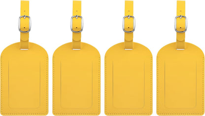 4-Piece Luggage Tags for Suitcase Travel Bag Labels Privacy Protection Luggage Tag for Baggage PVC Baggage ID Label Tags Yellow
