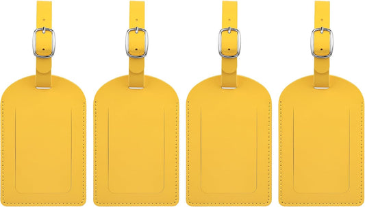 4-Piece Luggage Tags for Suitcase Travel Bag Labels Privacy Protection Luggage Tag for Baggage PVC Baggage ID Label Tags Yellow